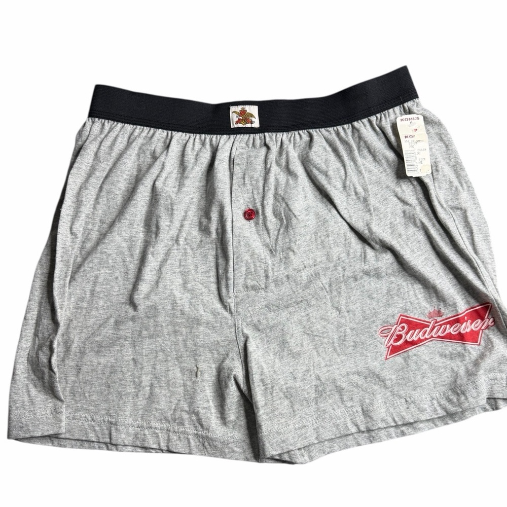Budweiser Men’s Boxer Shorts Gray Red Logo 100% Cotton Size L NWT Vintage 2006